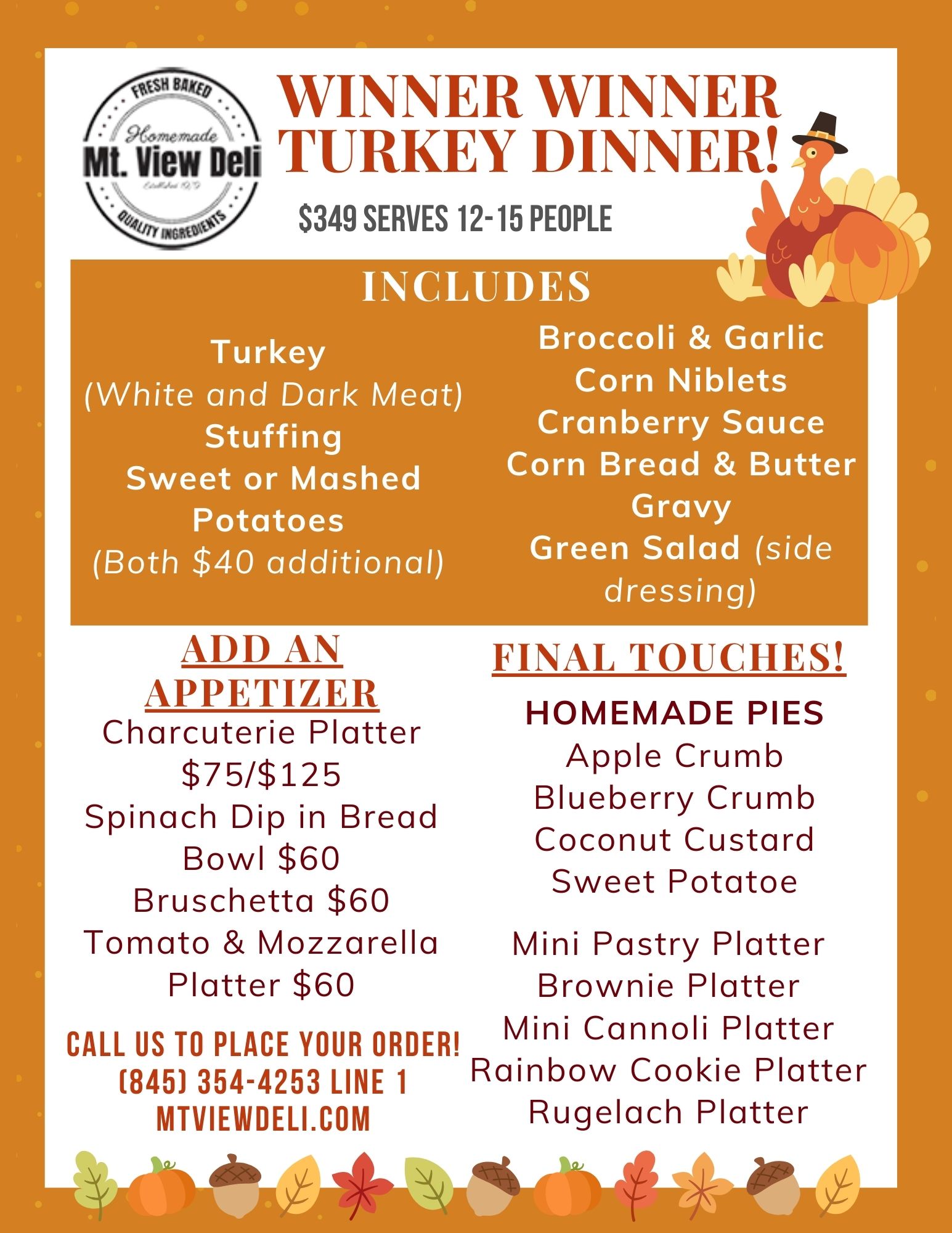 Mountain View Deli   Thanksgiving Menu 2024 